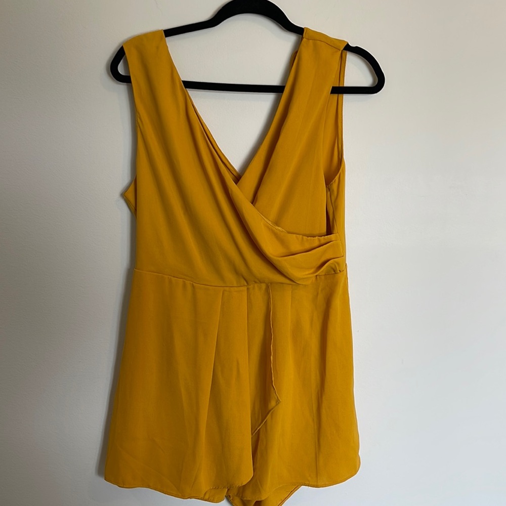 Yellow Wrap Skort Romper